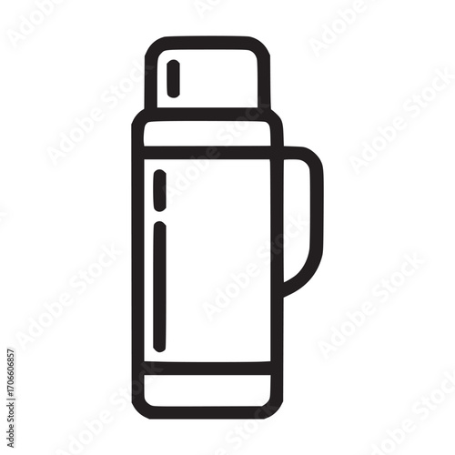 Illustration of a thermos this minimal line art icon represents a simple, modern design suitable for web, app, or print use, conveying hot drink