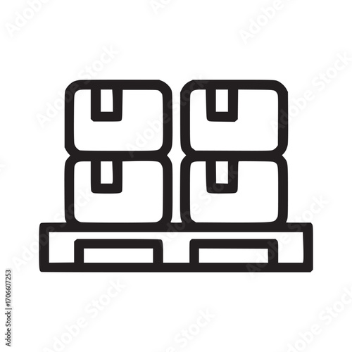 Illustration of boxes stacked on a pallet, , representing logistics, storage, or delivery services, created with a clean, minimalist line art style for clarity and versatility