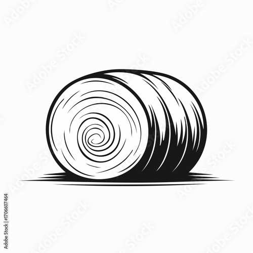 minimalistic hay bale line art design for stock images