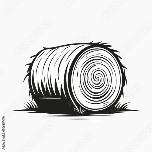 minimalistic hay bale line art design for stock images