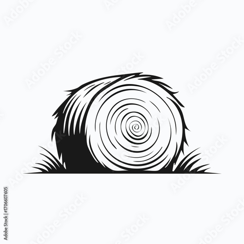 minimalistic hay bale line art design for stock images
