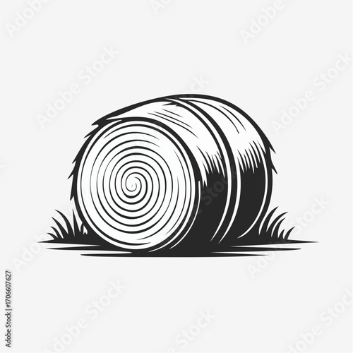 minimalistic hay bale line art design for stock images