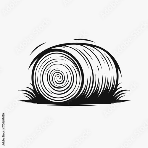 minimalistic hay bale line art design for stock images