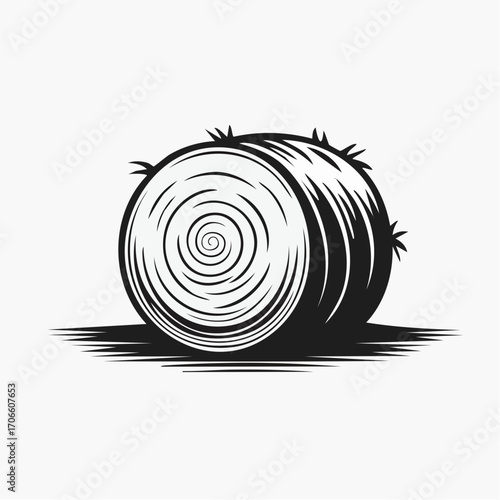 minimalistic hay bale line art design for stock images