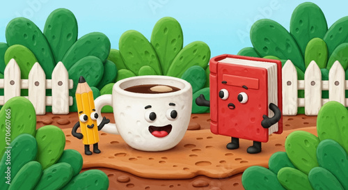 Cute Daily Objects Characters Vector – Clay-Inspired Cartoon Illustration