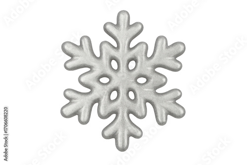 Silver metallic snowflake shining on transparent background for christmas decoration