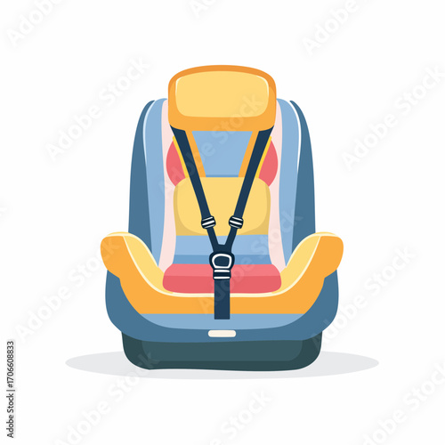 Empty Multicolor Baby Car Seat With Safety Harness