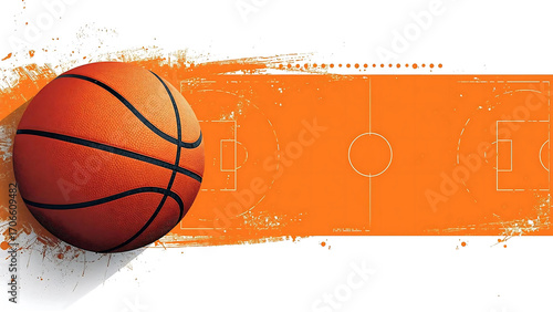 Basket ball banner in orage and yellow theme
