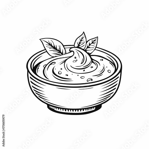 hummus line art vector minimalistic drawing food illustration