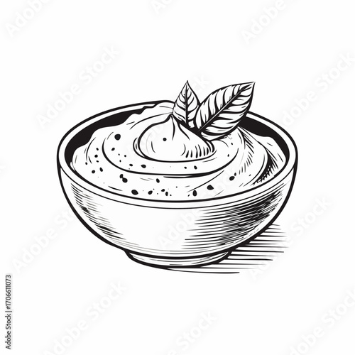 hummus line art vector minimalistic drawing food illustration