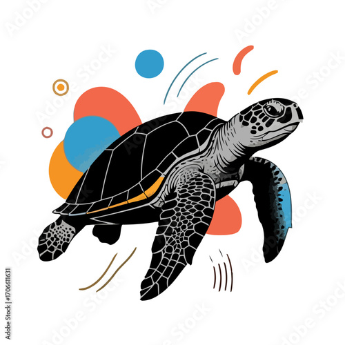 Artistic illustration a sea turtle