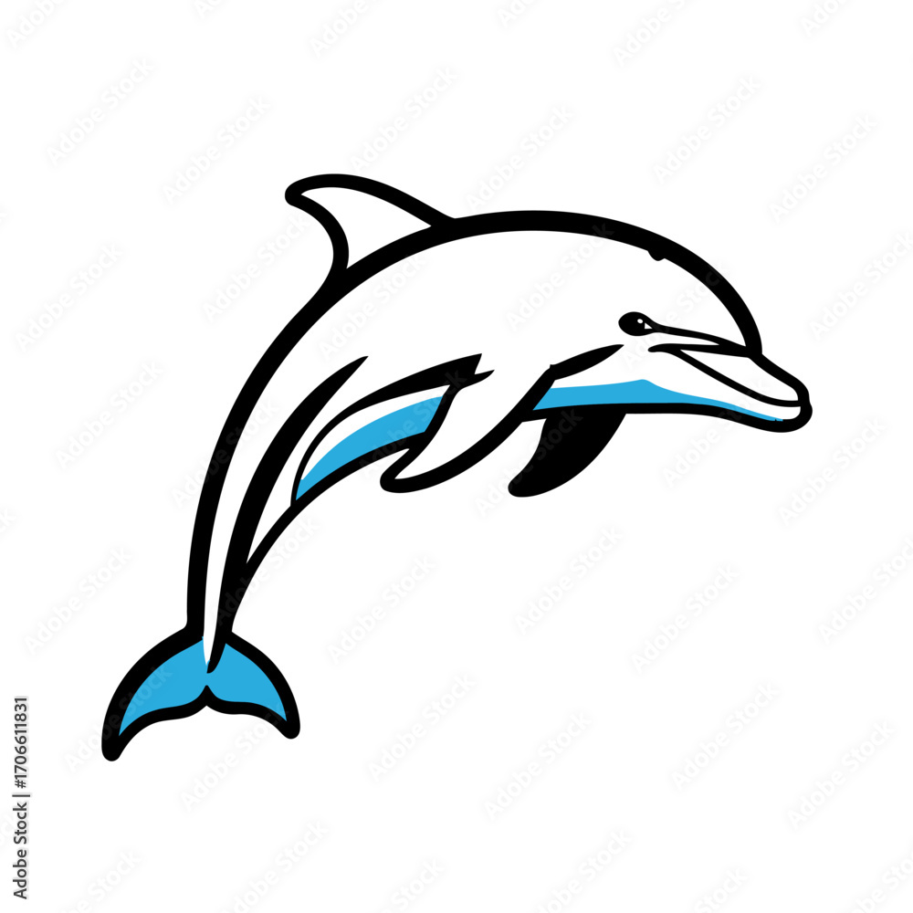Fototapeta premium Cartoon dolphin jumping