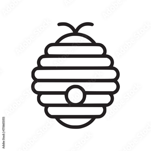 Vector art of simple illustration of a beehive the beehive is depicted with clean lines and a minimalist style, suitable for various design purposes related to nature, honey, and beekeeping