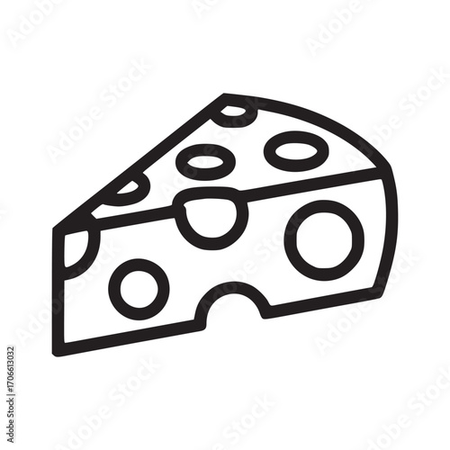 Illustration of a piece of cheese the cheese is a triangle shape with holes in it it is a simple, minimalist design, perfect for icons, logos, or other graphic design projects