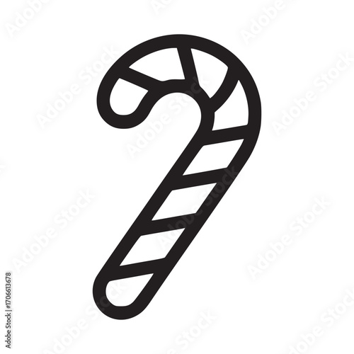 Illustration of a candy cane the candy cane is drawn with a thick black line and has a simple, minimalist design, making it suitable for use as an icon or graphic element