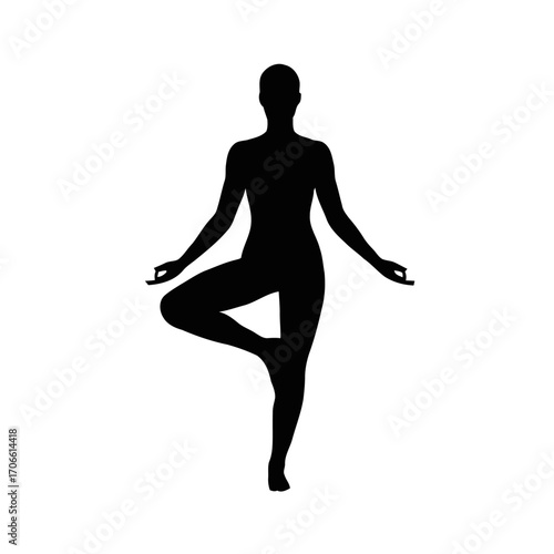Silhouette a person in yoga tree pose