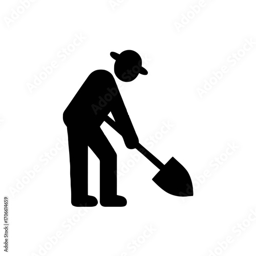 Silhouette a person digging with a shovel