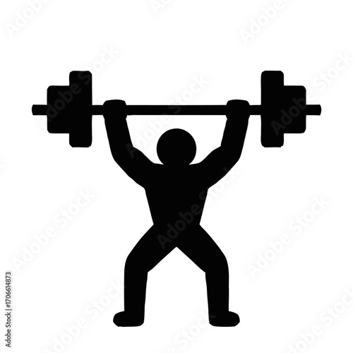 Silhouette a person lifting a heavy barbell