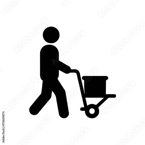 Person pushing a cart with a box