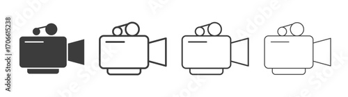 Video camera icons set vectors graphic designs