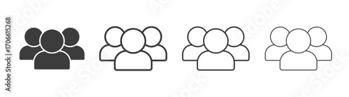 Users icons set vectors graphic designs