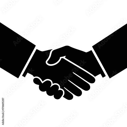 Black and white illustration two hands shaking