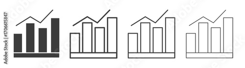 Stats icons set vectors graphic designs