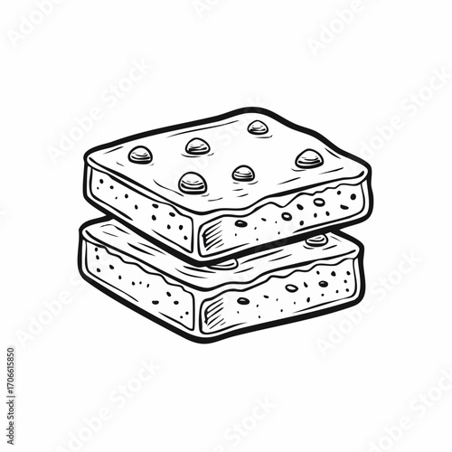 Delicious Brownies Freshly Baked in Simple Line Art