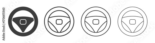 Steering wheel icons set vectors graphic designs