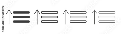 Sort amount up icons set vectors graphic designs