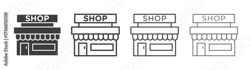 Shop icons set vectors graphic designs