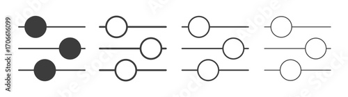Settings sliders icons set vectors graphic designs