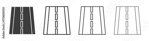 Road icons set vectors graphic designs