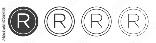 Registered icons set vectors graphic designs