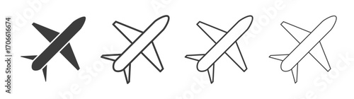 Plane icons set vectors graphic designs