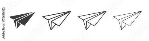 Paper plane icons set vectors graphic designs