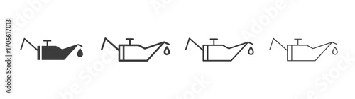 Oil can icons set vectors graphic designs