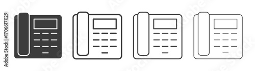 Office phone icons set vectors graphic designs