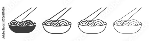 Noodles icons set vectors graphic designs