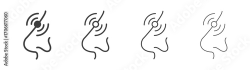 Nose pain icons set vectors graphic designs