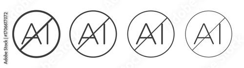 No ai signs set vectors graphic designs