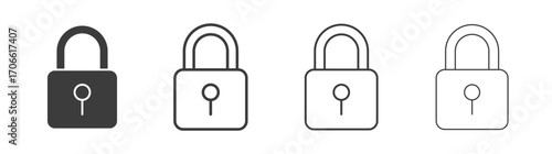 Lock icons set vectors graphic designs