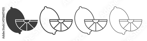 Lemon icons set vectors graphic designs