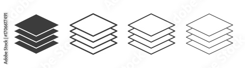 Layers icons set vectors graphic designs