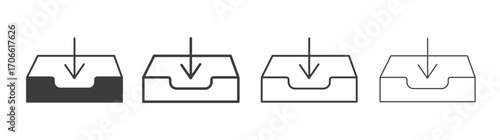 Inbox icons set vectors graphic designs