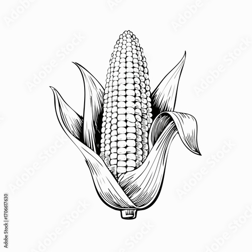 Sweet corn sketch vector for fresh food marketing