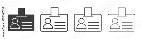 Id badge icons set vectors graphic designs