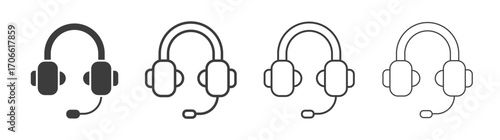Headset icons set vectors graphic designs