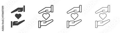 Hand holding heart icons set vectors graphic designs
