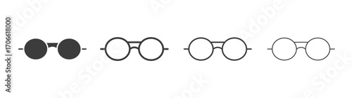 Glasses icons set vectors graphic designs